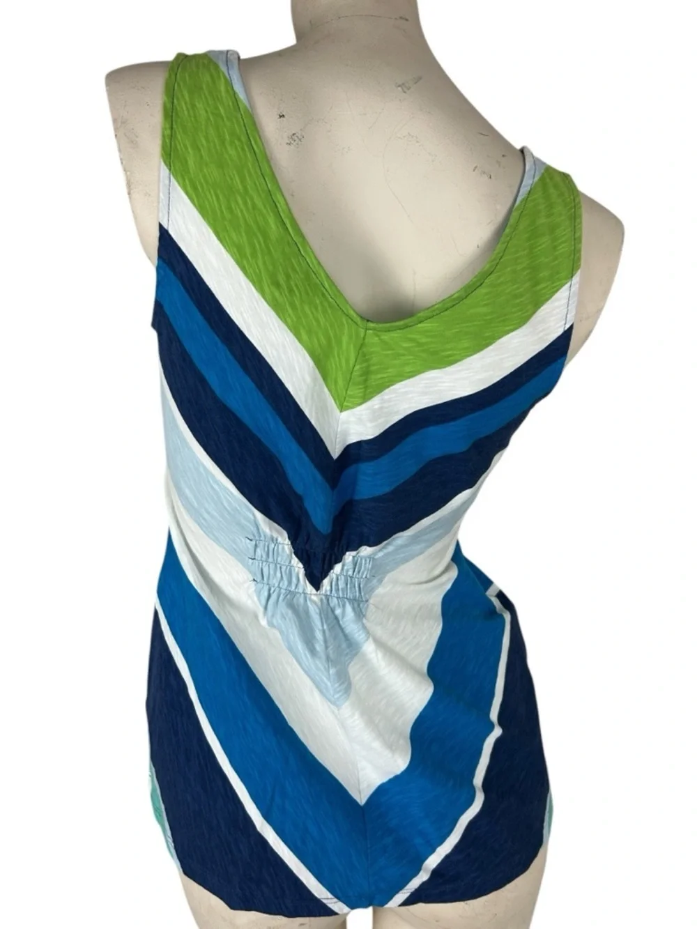 Tommy Bahama Chevron Stripe Tank Top XS Blu Green Sleeveless VNeck Casual Summer - Picture 3 of 5